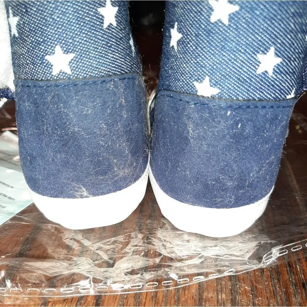 New Infant Size 2 Blue White Star Boots Booties Ankle Boots Faux Fur Lin…